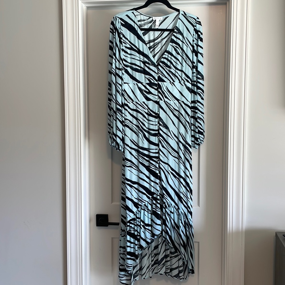 Leith blue/black print dress